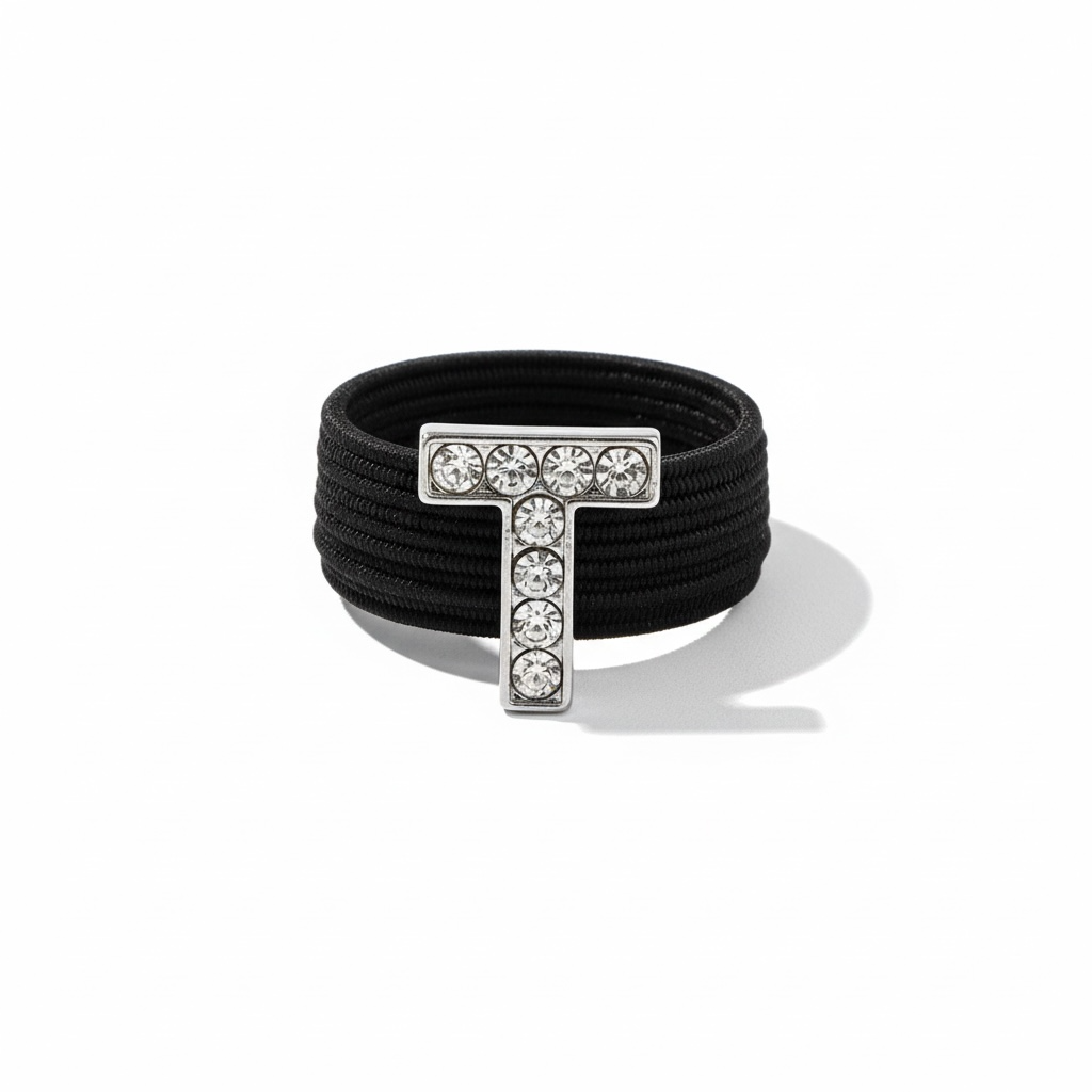 Pave Crystal Silver Letter Crop Charm