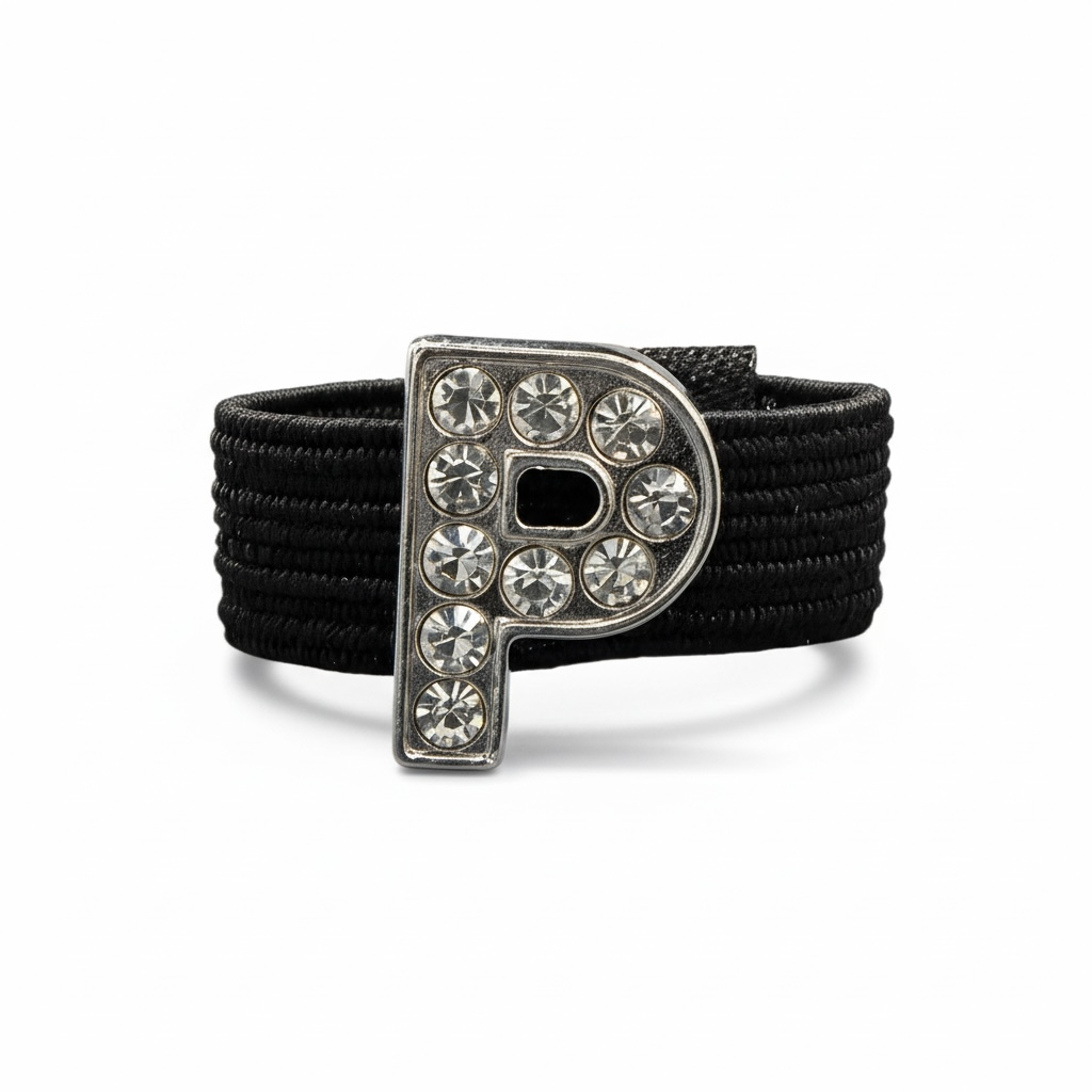 Pave Crystal Silver Letter Crop Charm