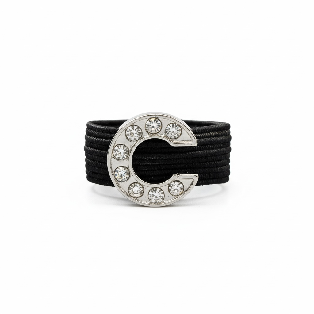 Pave Crystal Silver Letter Crop Charm