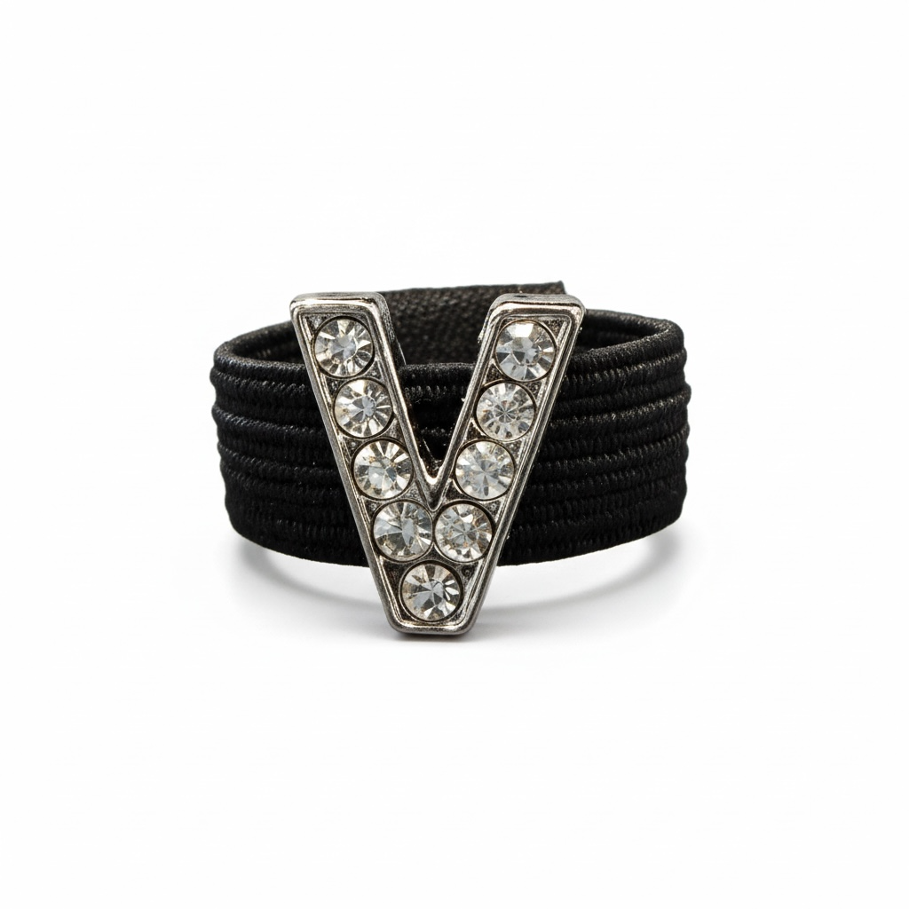 Pave Crystal Silver Letter Crop Charm