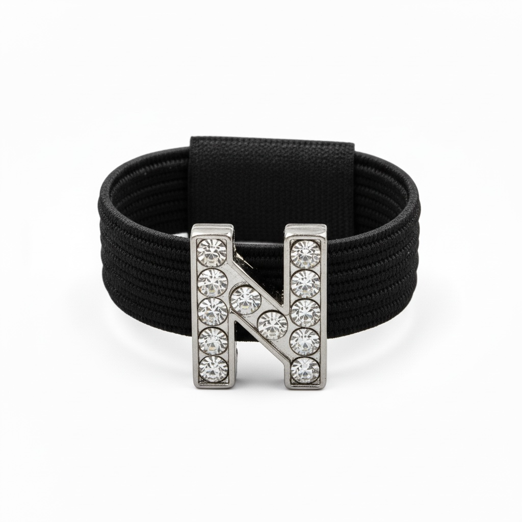 Pave Crystal Silver Letter Crop Charm