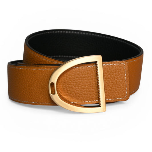 Chestnut/Black Audrey Reversible Leather Belt