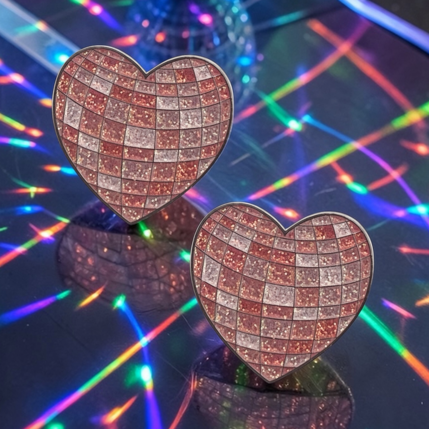 Disco Heart Number Pin Charms