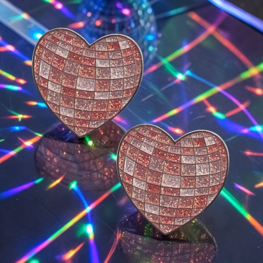 Disco Heart Number Pin Charms