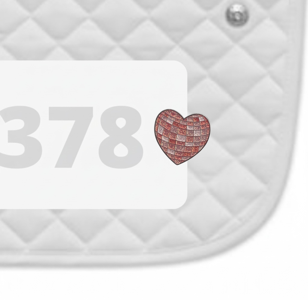 Disco Heart Number Pin Charms