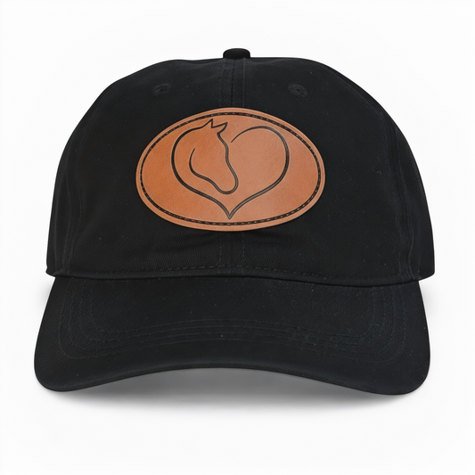 Heart Horse - Leather Patch Cotton Baseball Hat