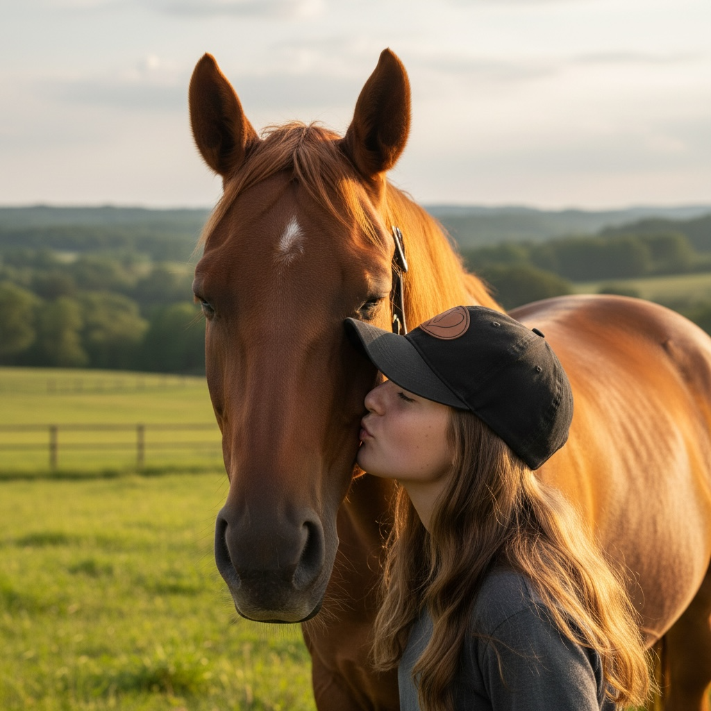 Heart Horse - Leather Patch Cotton Baseball Hat