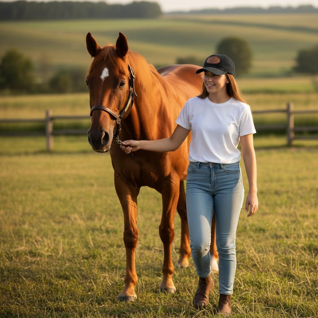 Heart Horse - Leather Patch Cotton Baseball Hat