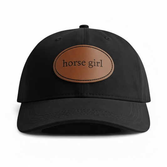 Horse Girl - Leather Patch Cotton Baseball Hat