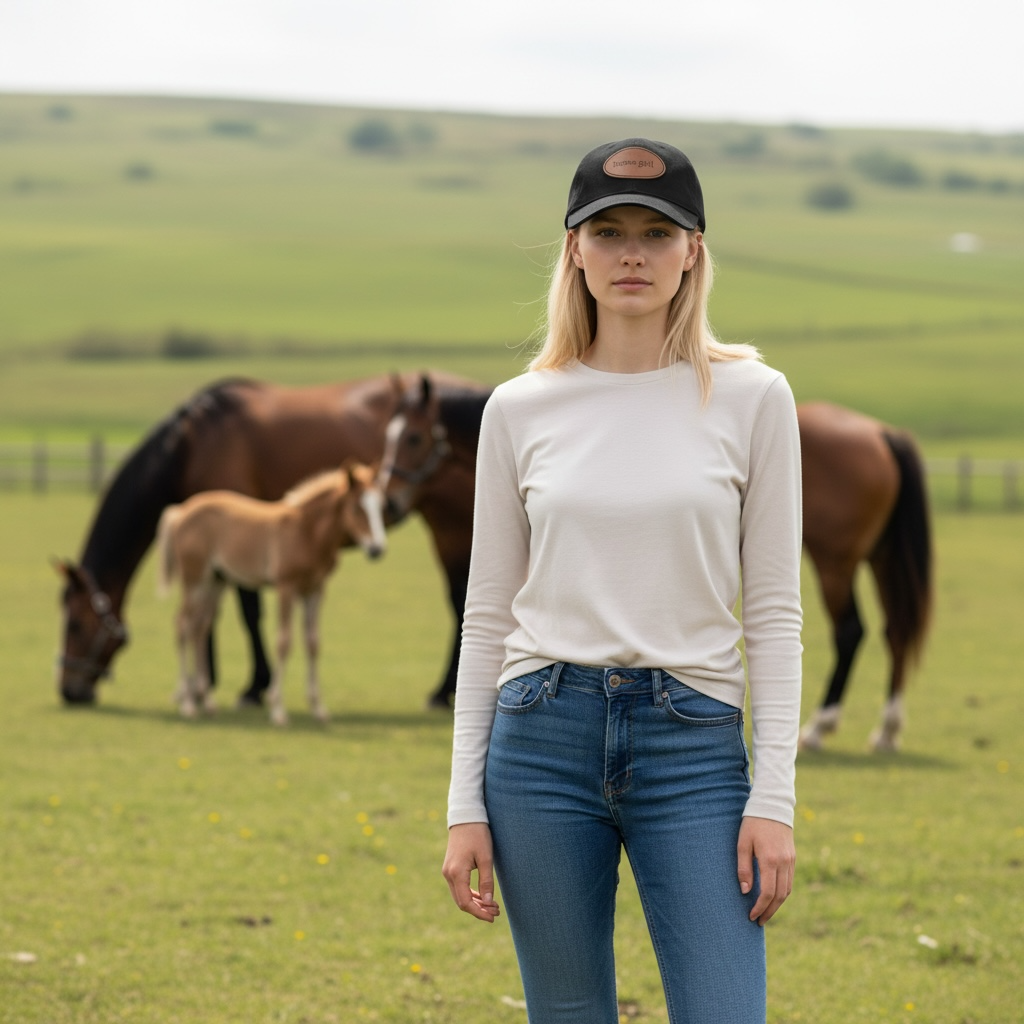 Horse Girl - Leather Patch Cotton Baseball Hat