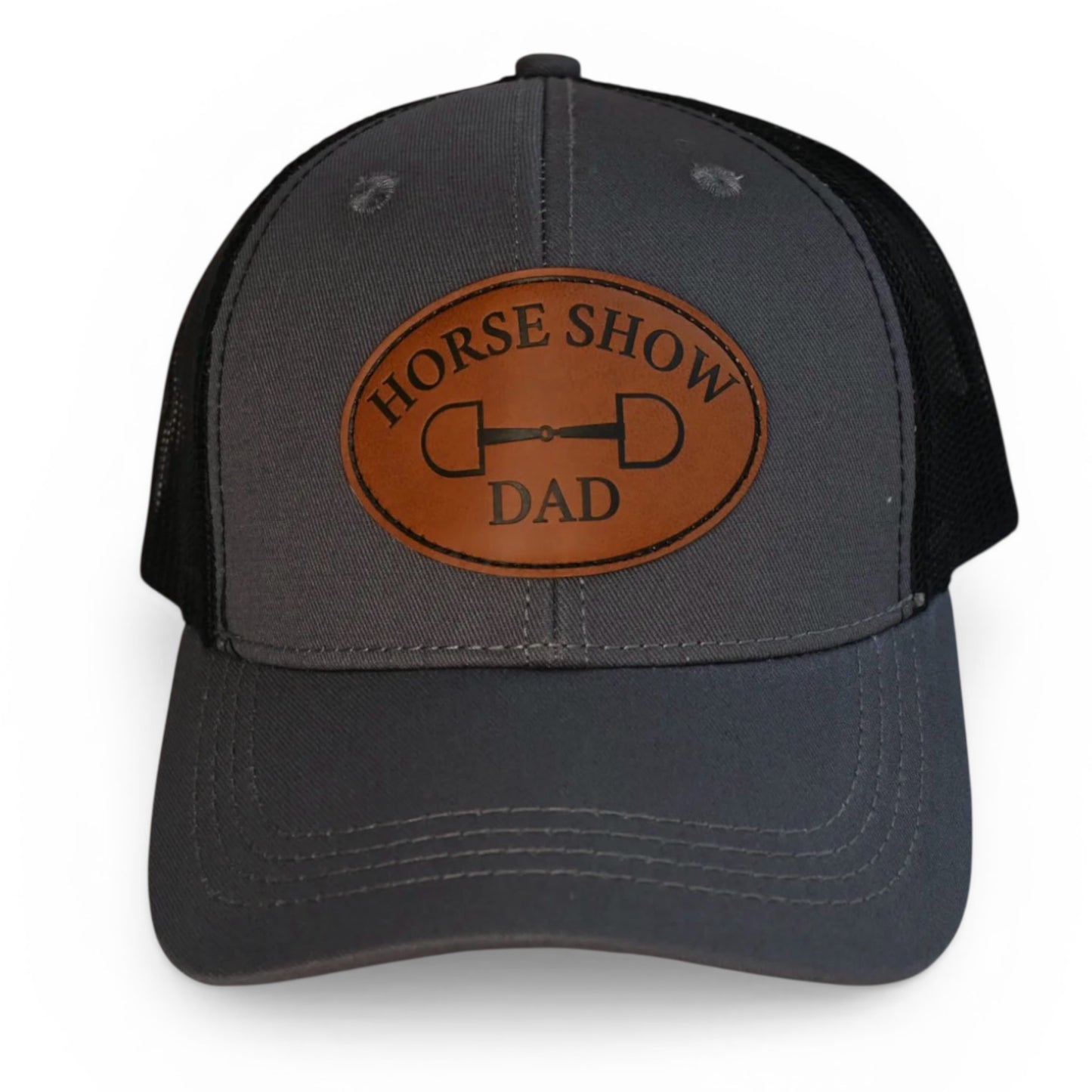 Horse Show Dad - Leather Patch Trucker Baseball Hat