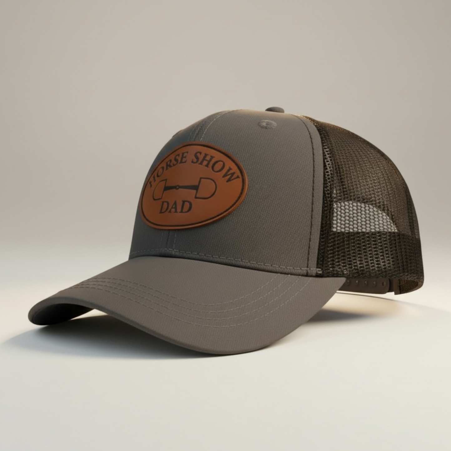 Horse Show Dad - Leather Patch Trucker Baseball Hat