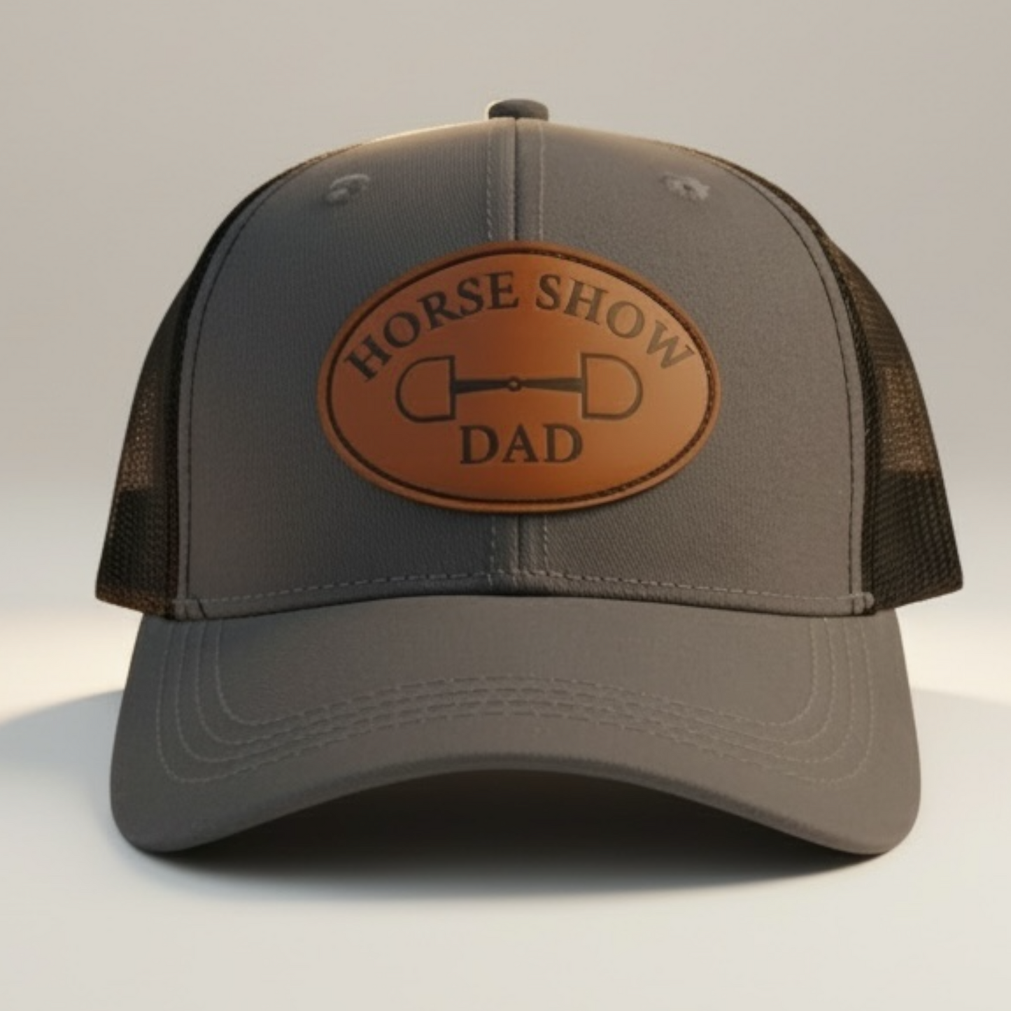 Horse Show Dad - Leather Patch Trucker Baseball Hat
