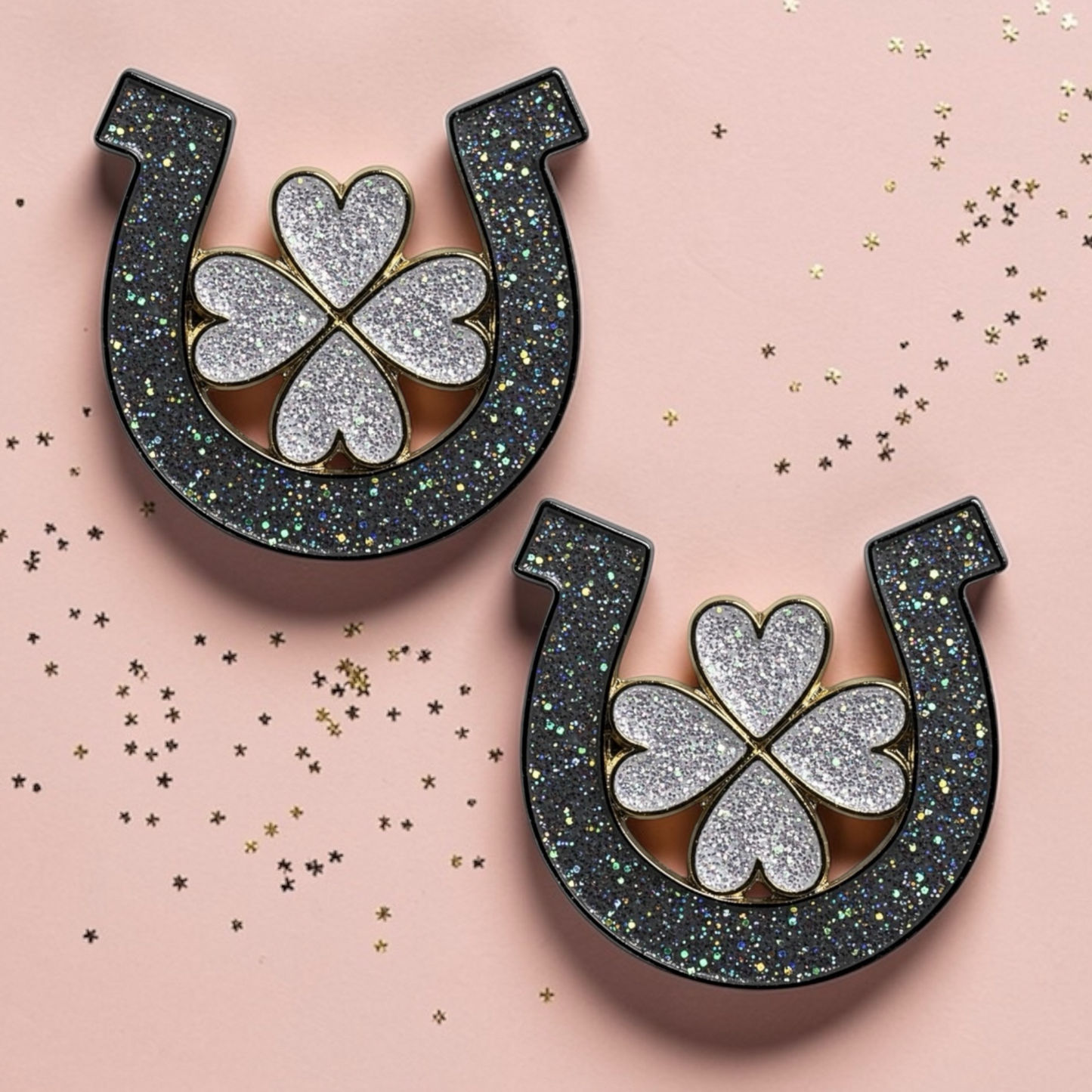 Horseshoe Clover Number Pin Charms