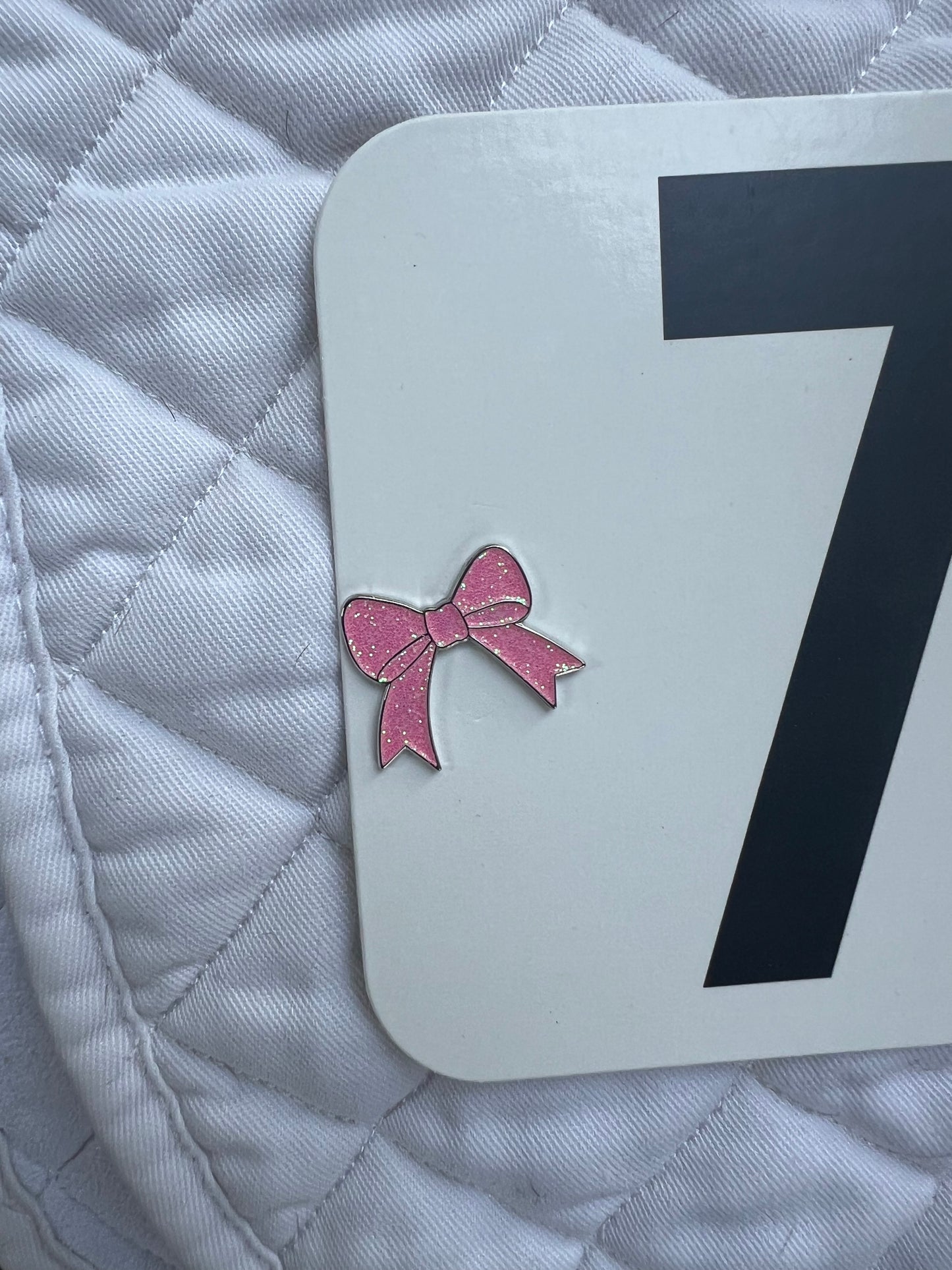 Pink Bow Number Pin Charm