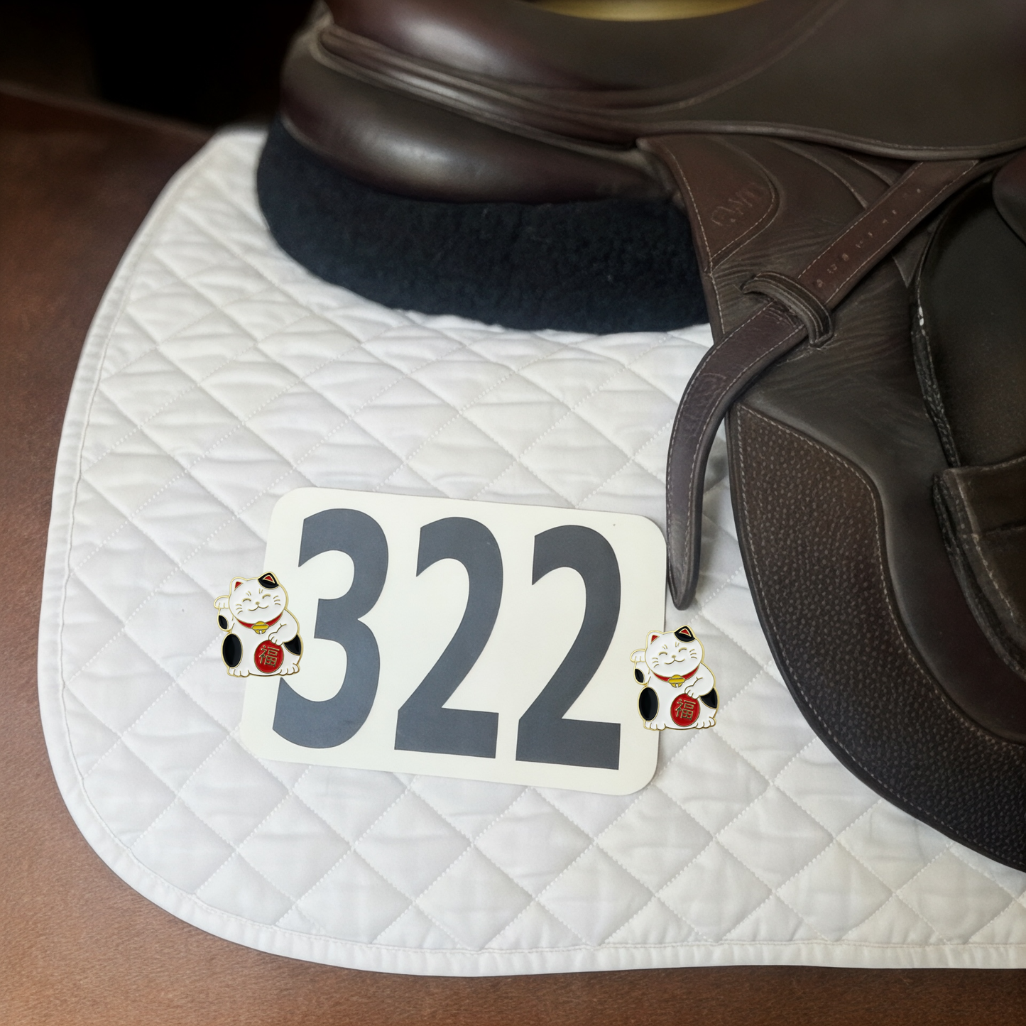 Lucky Cat Number Pin Charms