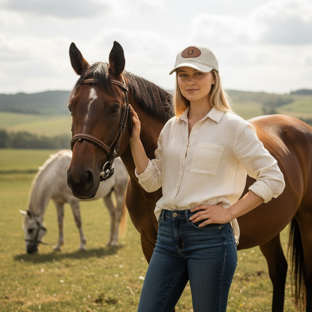 Lucky Horseshoe - Leather Patch Cotton Baseball Hat