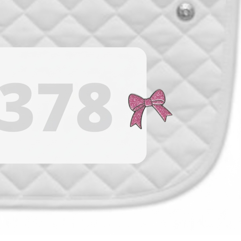 Pink Bow Number Pin Charms