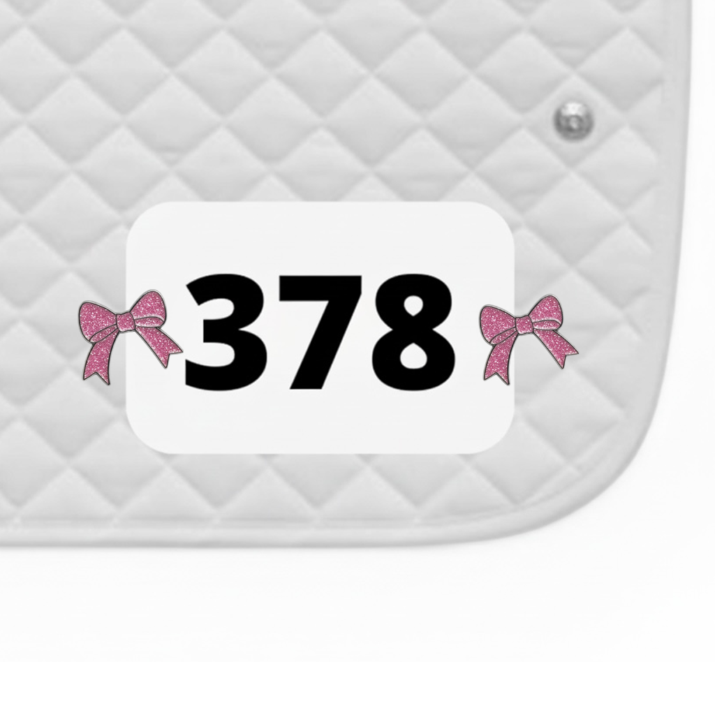 Pink Bow Number Pin Charms