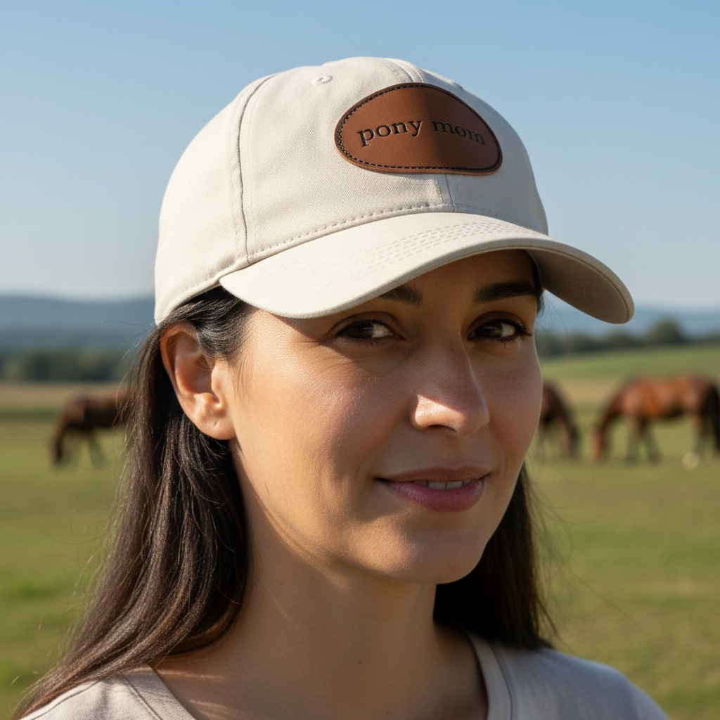 Pony Mom - Leather Patch Cotton Baseball Hat