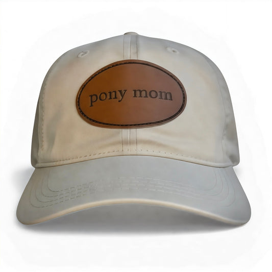 Pony Mom - Leather Patch Cotton Baseball Hat