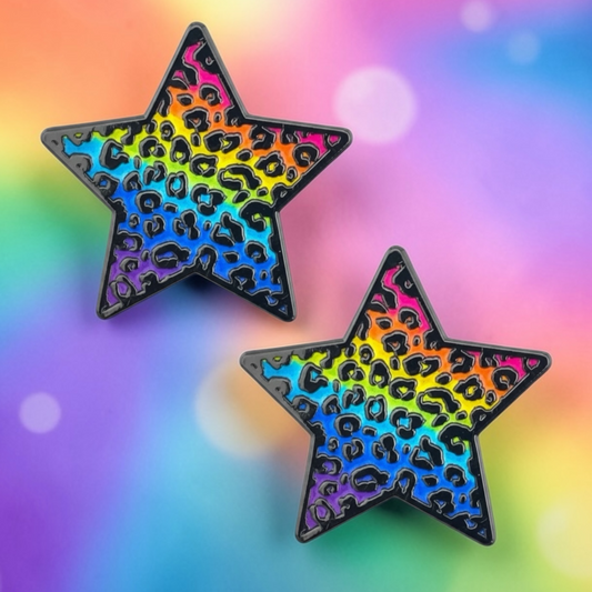 Rainbow Cheetah Number Pin Charms