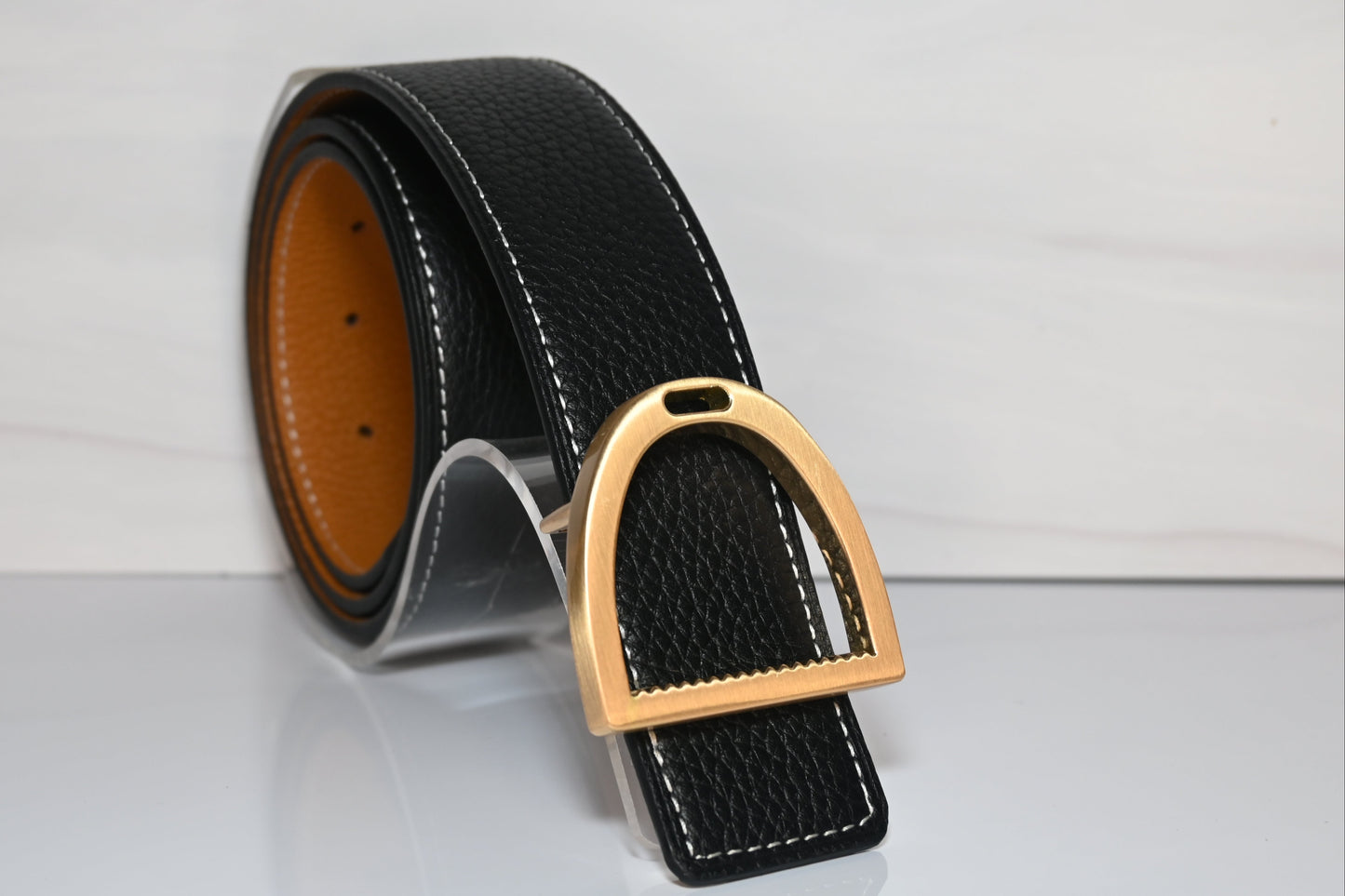 Audrey Reversible Leather Belt - Chestnut / Black