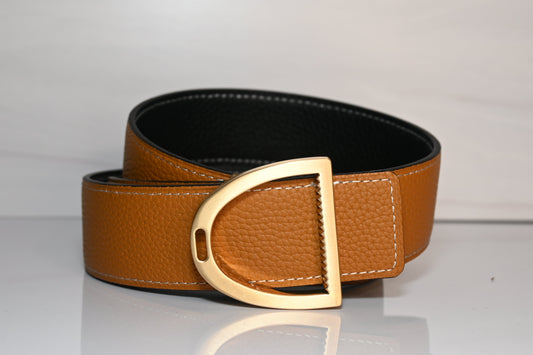 Audrey Reversible Leather Belt - Chestnut / Black