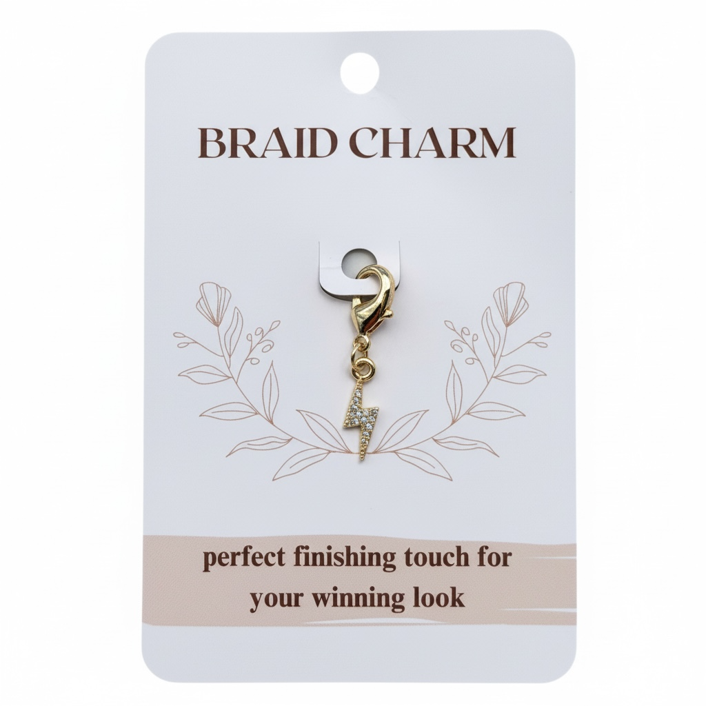 Sparkly Lightning Bolt Braid Charm