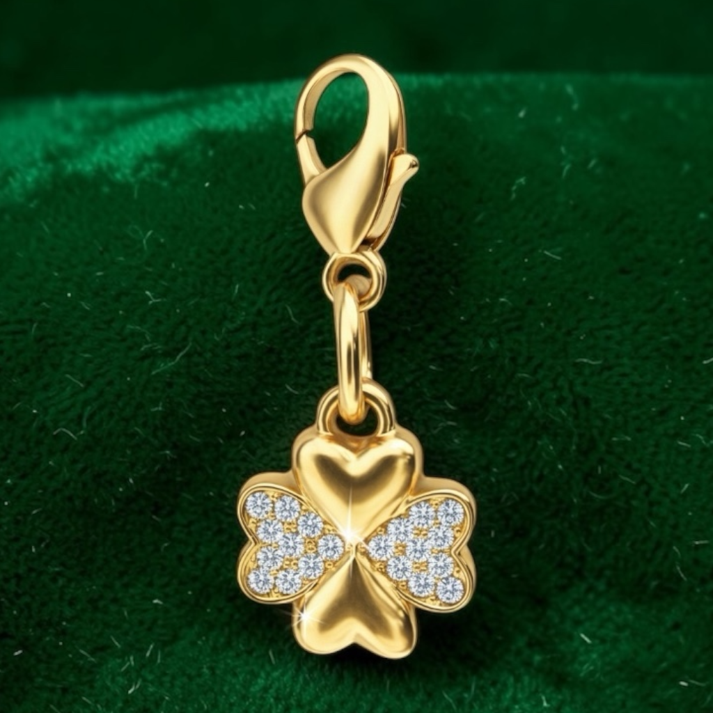 Sparkly Lucky Clover Braid Charm