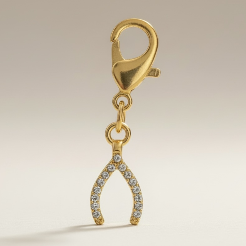 Sparkly Wishbone Braid Charm
