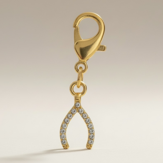 Sparkly Wishbone Braid Charm